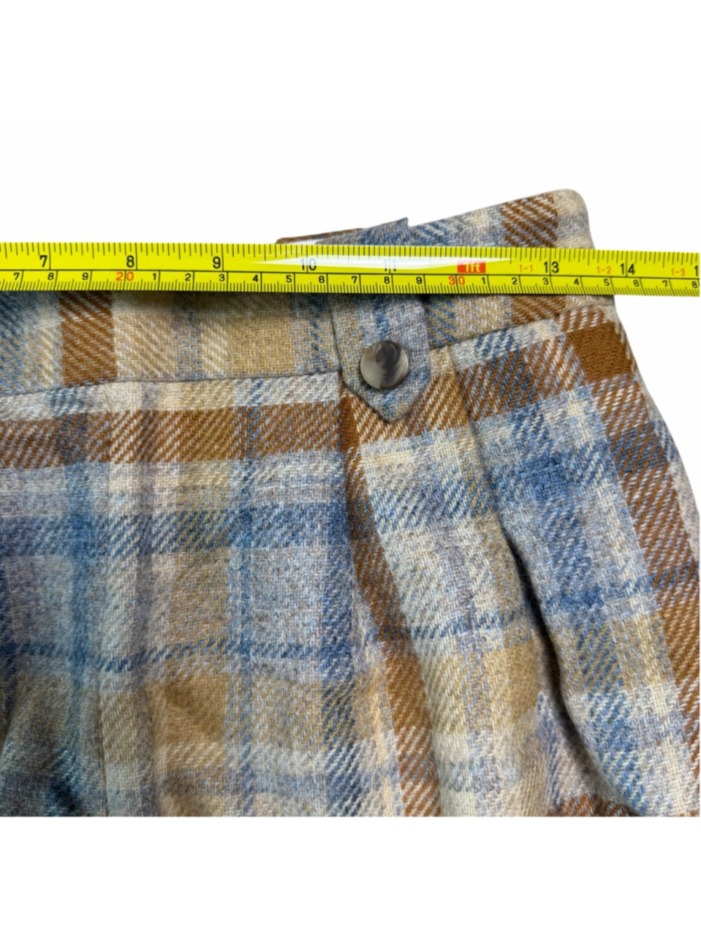 NWT Sezane Loulou Trouser in Tan Blue Plaid Check Wool Wide Leg Pants 36/6 - Picture 9 of 12